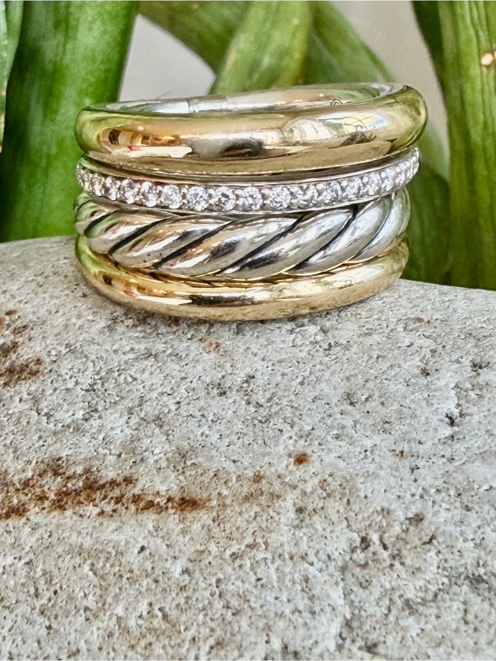 Sold.    David Yurman 18 karat gold sterling and Diamond Ring - Picture 7 of 12